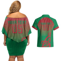 Custom Onehunga High School Couples Matching Off Shoulder Short Dress and Hawaiian Shirt Maori Koru Pattern