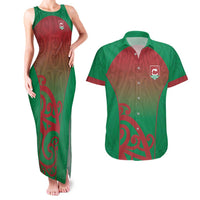 Custom Onehunga High School Couples Matching Tank Maxi Dress and Hawaiian Shirt Maori Koru Pattern LT05 Green - Polynesian Pride