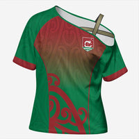 Custom Onehunga High School Cross Shoulder Shirt Maori Koru Pattern LT05 Female Green - Polynesian Pride