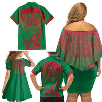 Custom Onehunga High School Family Matching Off Shoulder Short Dress and Hawaiian Shirt Maori Koru Pattern