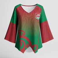 Custom Onehunga High School Kimono Sleeve Blouse Maori Koru Pattern LT05 Female Green - Polynesian Pride