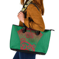 Custom Onehunga High School Leather Tote Bag Maori Koru Pattern LT05 Green - Polynesian Pride