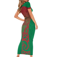 Custom Onehunga High School Short Sleeve Bodycon Dress Maori Koru Pattern LT05 - Polynesian Pride