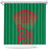 Custom Onehunga High School Shower Curtain Maori Koru Pattern LT05 Green - Polynesian Pride