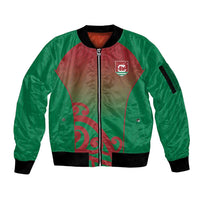 Custom Onehunga High School Sleeve Zip Bomber Jacket Maori Koru Pattern LT05 Unisex Green - Polynesian Pride