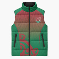 Custom Onehunga High School Sleeveless Puffer Jacket Maori Koru Pattern LT05 Unisex Green - Polynesian Pride