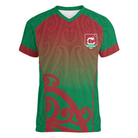 Custom Onehunga High School Women V-Neck T-Shirt Maori Koru Pattern LT05 Female Green - Polynesian Pride