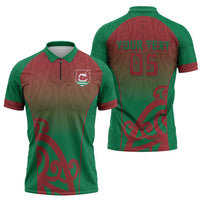 Custom Onehunga High School Zipper Polo Shirt Maori Koru Pattern LT05 - Polynesian Pride