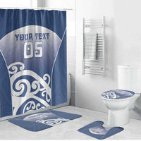Custom New Zealand Aotea College Bathroom Set Maori Koru Pattern LT05 Bathroom Set (4 pcs) Blue - Polynesian Pride
