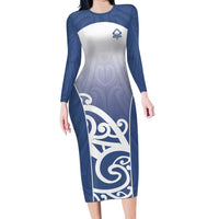 Custom New Zealand Aotea College Family Matching Long Sleeve Bodycon Dress and Hawaiian Shirt Maori Koru Pattern