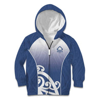 Custom New Zealand Aotea College Kid Hoodie Maori Koru Pattern LT05 Zip Hoodie Blue - Polynesian Pride