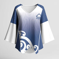 Custom New Zealand Aotea College Kimono Sleeve Blouse Maori Koru Pattern LT05 Female Blue - Polynesian Pride