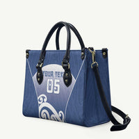 Custom New Zealand Aotea College Leather Bag Maori Koru Pattern LT05 Blue - Polynesian Pride