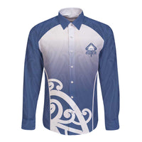 Custom New Zealand Aotea College Long Sleeve Button Shirt Maori Koru Pattern LT05 Unisex Blue - Polynesian Pride