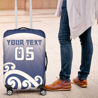 Custom New Zealand Aotea College Luggage Cover Maori Koru Pattern LT05 Blue - Polynesian Pride