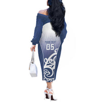 Custom New Zealand Aotea College Off The Shoulder Long Sleeve Dress Maori Koru Pattern LT05 - Polynesian Pride
