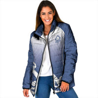 Custom New Zealand Aotea College Padded Jacket Maori Koru Pattern LT05 Women Blue - Polynesian Pride