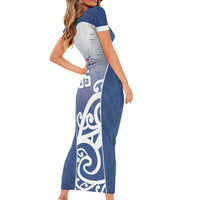 Custom New Zealand Aotea College Short Sleeve Bodycon Dress Maori Koru Pattern LT05 - Polynesian Pride