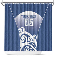 Custom New Zealand Aotea College Shower Curtain Maori Koru Pattern LT05 Blue - Polynesian Pride