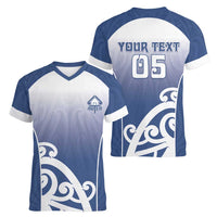 Custom New Zealand Aotea College Women V-Neck T-Shirt Maori Koru Pattern LT05 - Polynesian Pride