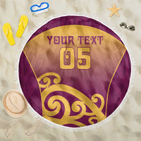 Custom Waiuku College Beach Blanket Maori Koru Pattern LT05 One Size 150cm Maroon - Polynesian Pride