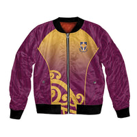 Custom Waiuku College Bomber Jacket Maori Koru Pattern LT05 Unisex Maroon - Polynesian Pride