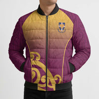 Custom Waiuku College Bomber Puffer Jacket Maori Koru Pattern LT05 - Polynesian Pride