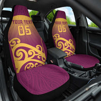 Custom Waiuku College Car Seat Cover Maori Koru Pattern LT05 One Size Maroon - Polynesian Pride