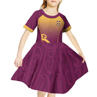 Custom Waiuku College Kid Short Sleeve Dress Maori Koru Pattern LT05 - Polynesian Pride