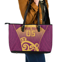 Custom Waiuku College Leather Tote Bag Maori Koru Pattern LT05 - Polynesian Pride