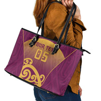 Custom Waiuku College Leather Tote Bag Maori Koru Pattern LT05 - Polynesian Pride