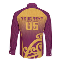 Custom Waiuku College Long Sleeve Button Shirt Maori Koru Pattern LT05 - Polynesian Pride
