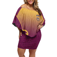 Custom Waiuku College Off Shoulder Short Dress Maori Koru Pattern LT05 Women Maroon - Polynesian Pride