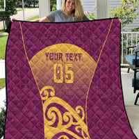 Custom Waiuku College Quilt Maori Koru Pattern LT05 Maroon - Polynesian Pride