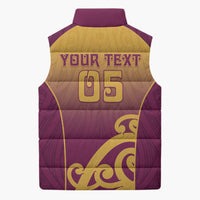 Custom Waiuku College Sleeveless Puffer Jacket Maori Koru Pattern LT05 - Polynesian Pride