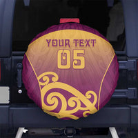 Custom Waiuku College Spare Tire Cover Maori Koru Pattern LT05 No hole Maroon - Polynesian Pride