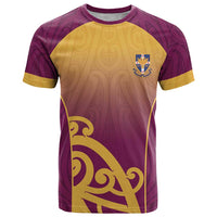 Custom Waiuku College T Shirt Maori Koru Pattern LT05 Maroon - Polynesian Pride
