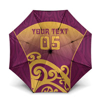 Custom Waiuku College Umbrella Maori Koru Pattern LT05 One Size Folded 11.42 inch Opened Diameter 37.4 inch Maroon - Polynesian Pride