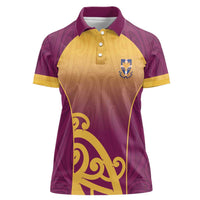Custom Waiuku College Women Polo Shirt Maori Koru Pattern LT05 Female Maroon - Polynesian Pride
