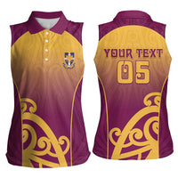 Custom Waiuku College Women Sleeveless Polo Shirt Maori Koru Pattern LT05 - Polynesian Pride
