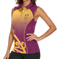 Custom Waiuku College Women Sleeveless Polo Shirt Maori Koru Pattern LT05 - Polynesian Pride