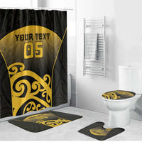 Custom Motueka High School Bathroom Set Maori Koru Pattern LT05 Bathroom Set (4 pcs) Black - Polynesian Pride