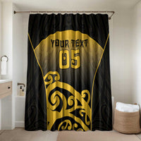 Custom Motueka High School Bathroom Set Maori Koru Pattern LT05 Shower Curtain Only Black - Polynesian Pride