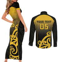 Custom Motueka High School Couples Matching Short Sleeve Bodycon Dress and Long Sleeve Button Shirt Maori Koru Pattern LT05 - Polynesian Pride