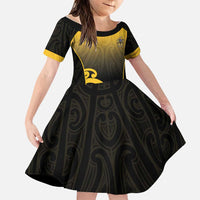 Custom Motueka High School Family Matching Short Sleeve Bodycon Dress and Hawaiian Shirt Maori Koru Pattern