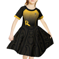 Custom Motueka High School Kid Short Sleeve Dress Maori Koru Pattern LT05 - Polynesian Pride