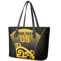 Custom Motueka High School Leather Tote Bag Maori Koru Pattern LT05 - Polynesian Pride
