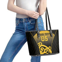 Custom Motueka High School Leather Tote Bag Maori Koru Pattern LT05 - Polynesian Pride