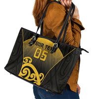 Custom Motueka High School Leather Tote Bag Maori Koru Pattern LT05 - Polynesian Pride