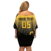 Custom Motueka High School Off Shoulder Short Dress Maori Koru Pattern LT05 - Polynesian Pride